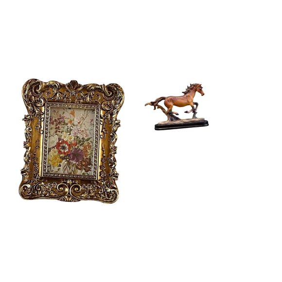 Marco de fotos,Marco de fotos retro Marco de fotos de mesa vintage,Marco de fotos adornado para colgar en la pared,decoración del hogar,Figura de caballo,Escultura de figura de caballo en