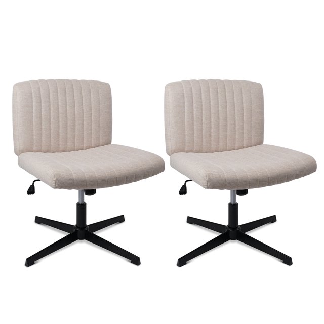 Clatina Armless Desk Chairs No Wheels, Cross Legged Ergonomic Office