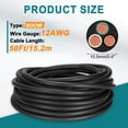 thumbnail image 2 of Uxcell SOOW 12 Gauge 3 Conductor Electrical Wire, 50ft 12 AWG Automotive Wire, Portable Power Cable 600V for Generators, LED Lights, Battery Chargers, Flexible Extension Cord, 2 of 5