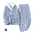 thumbnail image 2 of keepw Polyester Stay Warm And Cozy In Winter Warm Velvet Pajama Set Durable Versatile Coral Fleece Pajamas Light blue M, 2 of 6