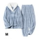 thumbnail image 2 of Qarigey Pijamas suaves y cómodos de lana coralina para mujer para calentar el conjunto de pijama de terciopelo cálido de invierno duradero Pijama Azul claro M, 2 of 6