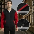 thumbnail image 4 of SPEEDRUN Hoodie Men Zip Up Sherpa Lined Hoodie Mens Gray Zip Up Fuzzy Jacket Winter Coats Black&Red 3XL, 4 of 5