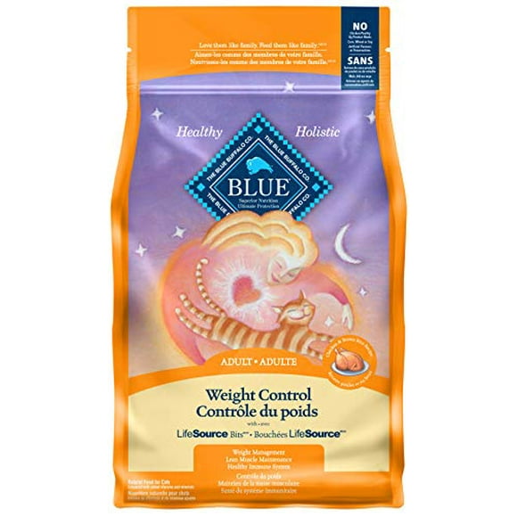 BLUE 801134 Weight Control Natural Adult Dry Cat Food, Chicken and Brown Rice, 7 lb 1 Count