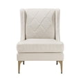 thumbnail image 2 of Svy Wingback Accent Chair- Taupe Chenille Cushion- Gold Metal Legs, 2 of 7