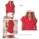 thumbnail image 3 of Blusa de gasa para mujer, cuello en V, manga corta, ajuste holgado, cómoda camisa informal para uso diario, color rojo XL, 3 of 4