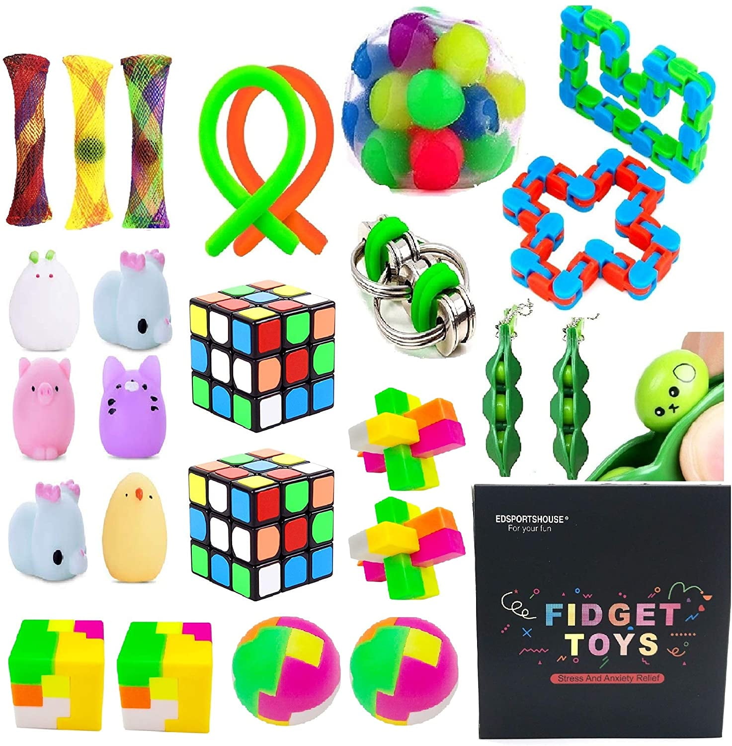 12 Pack Sensory Fidget Toys Set Stress Relief Anti-Anxiety Bundle ADHD Hand Tool 