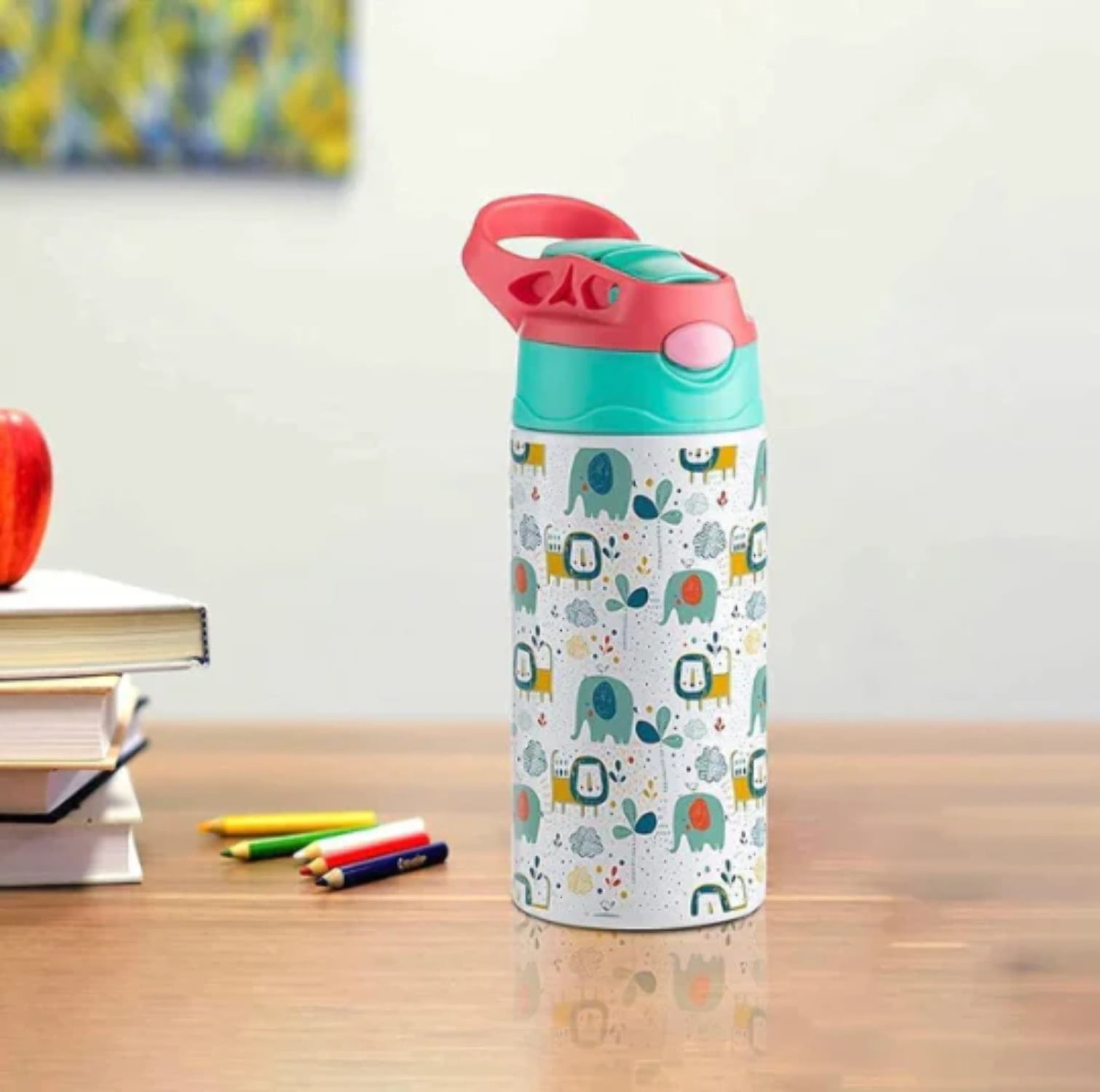 12oz Kid sublimation Strainght Insulated Tumbler cute sippy cup，sippy cup  tumblers，small tumbler with straw