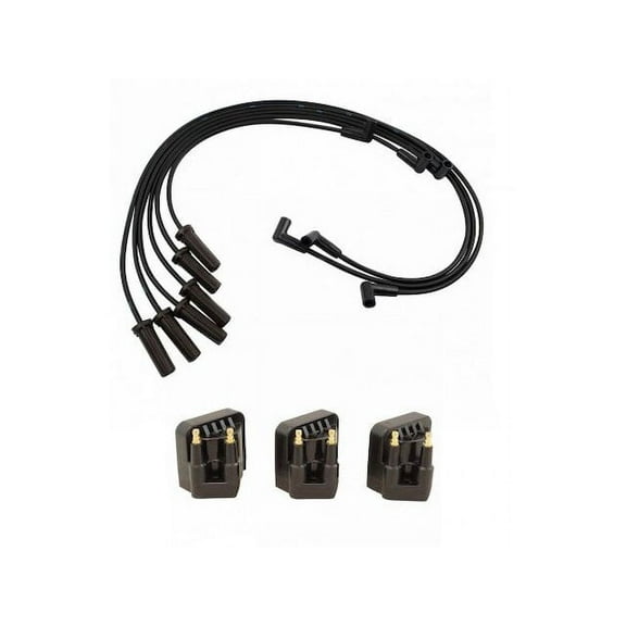 Ignition Coil and Spark Plug Wire Set 4 Piece - Compatible with 2001 - 2003 Pontiac Bonneville 3.8L V6 Supercharged 2002