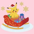thumbnail image 2 of Junior's Pokemon Christmas Pikachu Sleigh Graphic Tee Light Pink Medium, 2 of 3