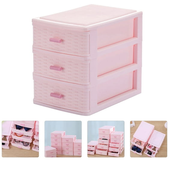 COSMOBETTY 1Pc Pink Storage Box For Jewelry Case With 3 Layers Drawer Type Wear Resistance And Scratch Resistance