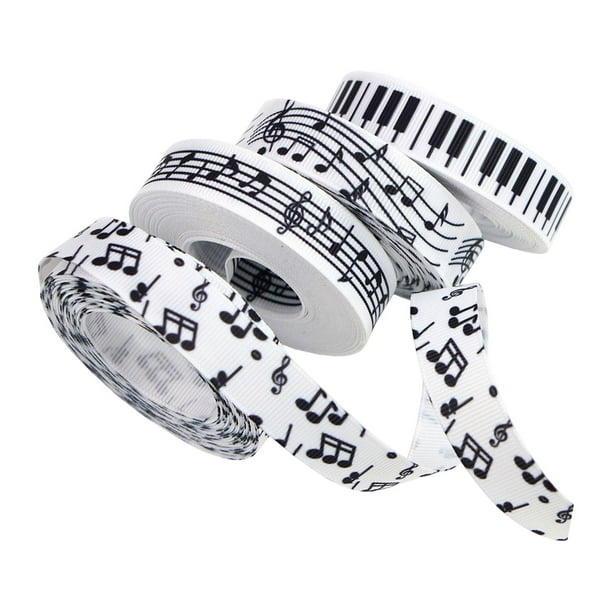 4 Rollos Cinta Decorativa Nota Musical Cinta de Embalaje Cinta de Regalo Cinta para Manualidades Hecho de Poliéster para Envolver Regalos Adecuadas