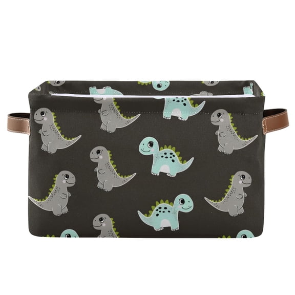 Blue Grey Dinosaur Storage Bins with Handle Fabric Organizer Basket Foldable Box 1 Pack 14.2x10.2x8.3