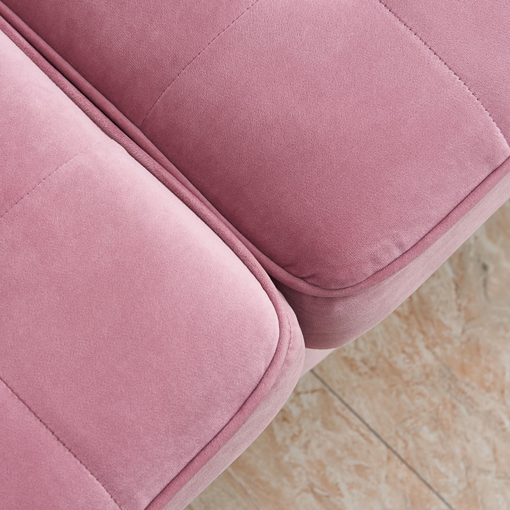 Kepooman Mid-Century Modern Velvet Fabric Loveseat Sofa Couch Bed for Living Room Furniture, 71 inches, Pink Kepooman Mid-Century Modern Velvet Fabric Loveseat Sofa Couch Bed for Living Room Furniture, 71 inches, Pink