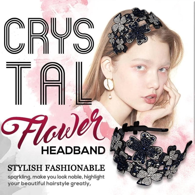 Diademas para mujer, diadema cuadrada con flores de cristal, accesorio para el cabello con cristales brillantes, pinza para el cabello.