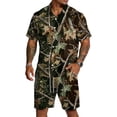 thumbnail image 2 of Dwelliawo Men's Tree Camo Print Button Up Shirt and Shorts Set Casual 2 Piece Summer Outfit, Breathable Loose Fit Outfits for Daily Wear and Outdoor Sports Camel L, 2 of 5