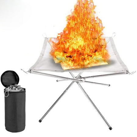 

RTR Portable Fire Pit Outdoor Fireplace With Carrying Bag Rollable Stainless Steel Charcoal Mesh And Folding Stands Picnic Bonfire Firepits Wood Burning For Travel Camping And Backyard