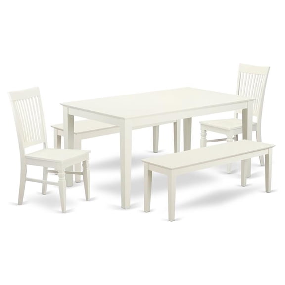 East West Furniture Dining Room Set Linen White, CANO5C-LWH-W