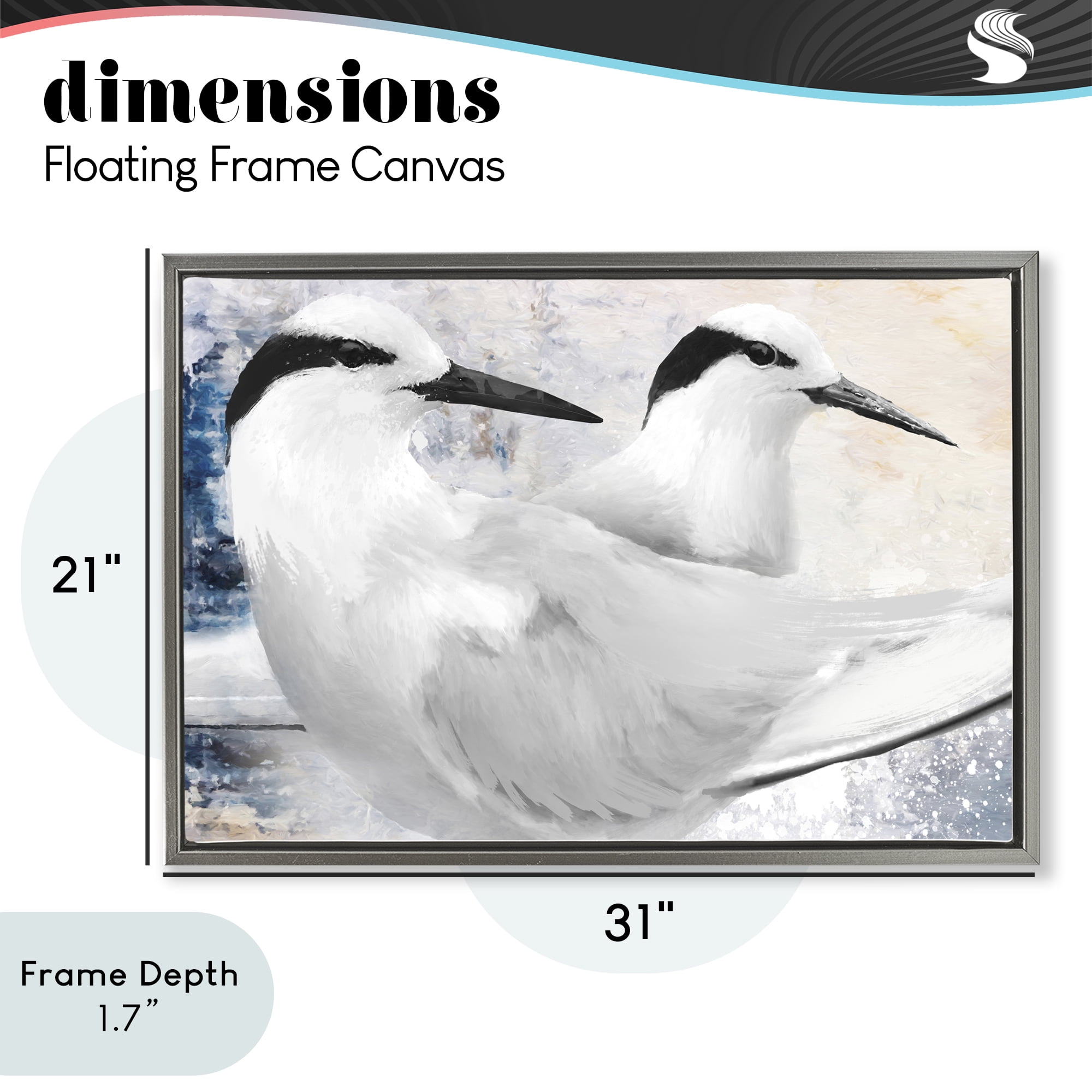 Stupell Industries Black Naped Tern Gray Framed Floater Canvas Wall Art, design by Porter Hastings