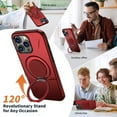 thumbnail image 5 of Designed for iPhone 12 Pro Max Case, PC + TPU Phone Cover, Compatible with MagSafe, Rotating Ring Kickstand, Ultra Slim Drop Protective Skin-Friendly Anti-Scratch Protective Phone Cover, Red, 5 of 7