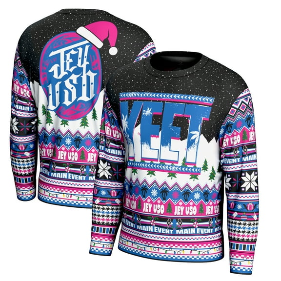 Men's ProSphere Black Jey Uso Holiday Sweater