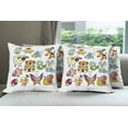 thumbnail image 6 of Ambesonne Cartoon Throw Pillow Cover 4 Pack, Theme Animals, 18", Multicolor, 6 of 7