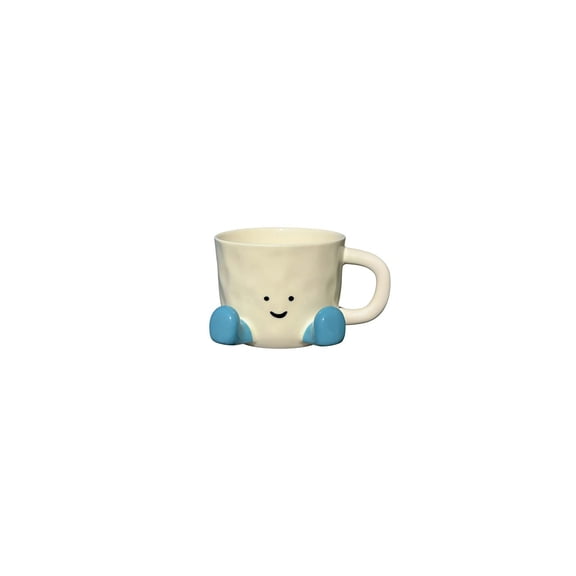 PONPRNGY Cute Kawaii 3D Ceramic Mug - Smiley Face Coffee & Tea Cup - Fun Aesthetic Gift for Women, Friends & Coffee Lovers - Microwave & Dishwasher Safe