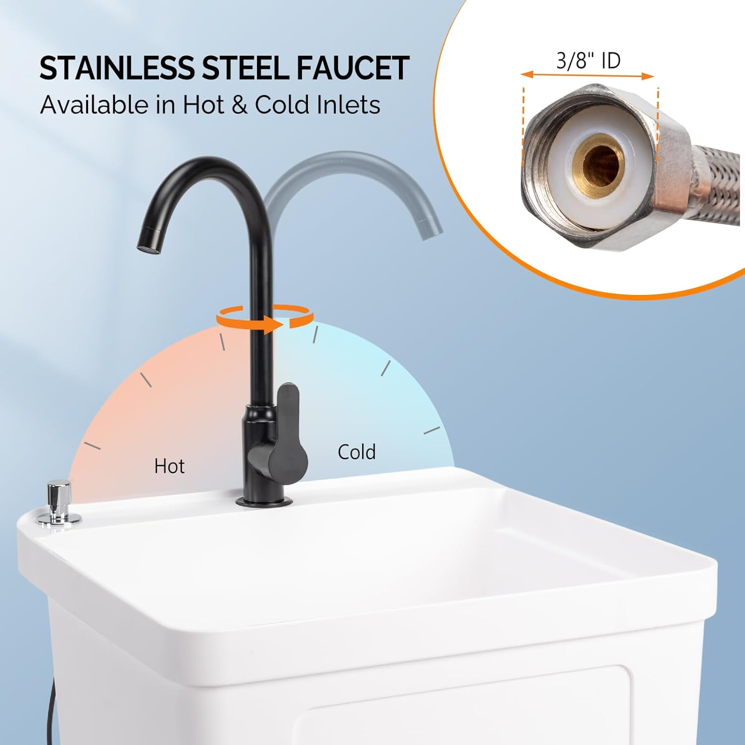 Ktaxon Freestanding Utility Sink Laundry Tub, with Stainless Steel Faucet, for Washing Room