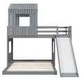 thumbnail image 5 of Newest Twin over Full Bunk Bed with Playhouse & Slide, Farmhouse Solid Wood Frame with Ladder and Guardrails,Gray, 5 of 13
