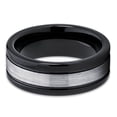 thumbnail image 2 of 8mm Tungsten Carbide Ring Brushed Silver Center Black Polished Edges Comfort Fit Band (6), 2 of 3