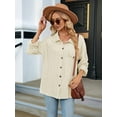 thumbnail image 4 of Womens Cable Knit Light-Weight Shacket Button Down Shirts Long Sleeve Casual Oversized Blouses Tops  XL, 4 of 8