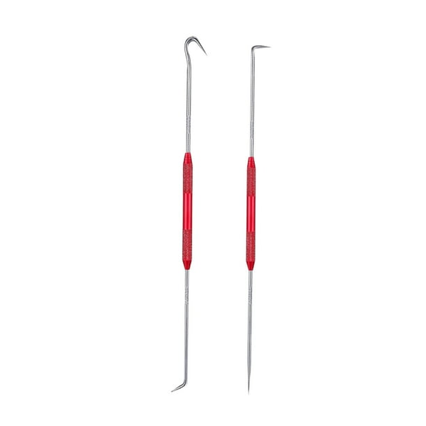 2 piezas de gancho para sello de aceite, extractor de sello de aceite, mango ergonómico, junta tórica, 21 cm rojo plata