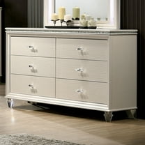 Furniture of America San Angelo Adult Modern 6-Drawer Dresser, Pearl White