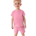 thumbnail image 4 of piuwrlz Shirt and Short Pants Set Baby Boys Girls Solid Color Cotton Summer Children's Set Pink Size 5-6 Years, 4 of 9