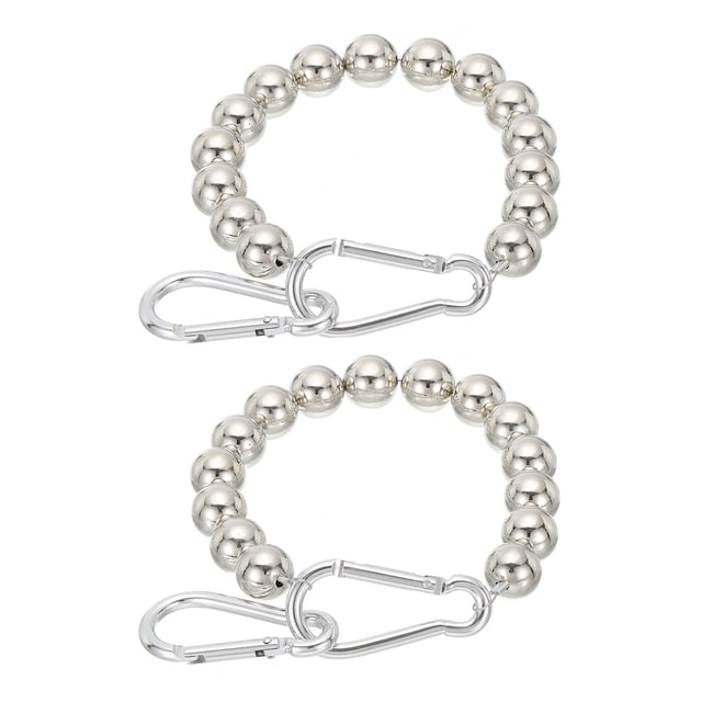 Anillo de Retención de Bandera Uxcell, Anillo de Montaje con 15 Perlas para Mantener la Bandera Cerca del Poste con Cable de Acero Inoxidable, Plateado 2 Pcs