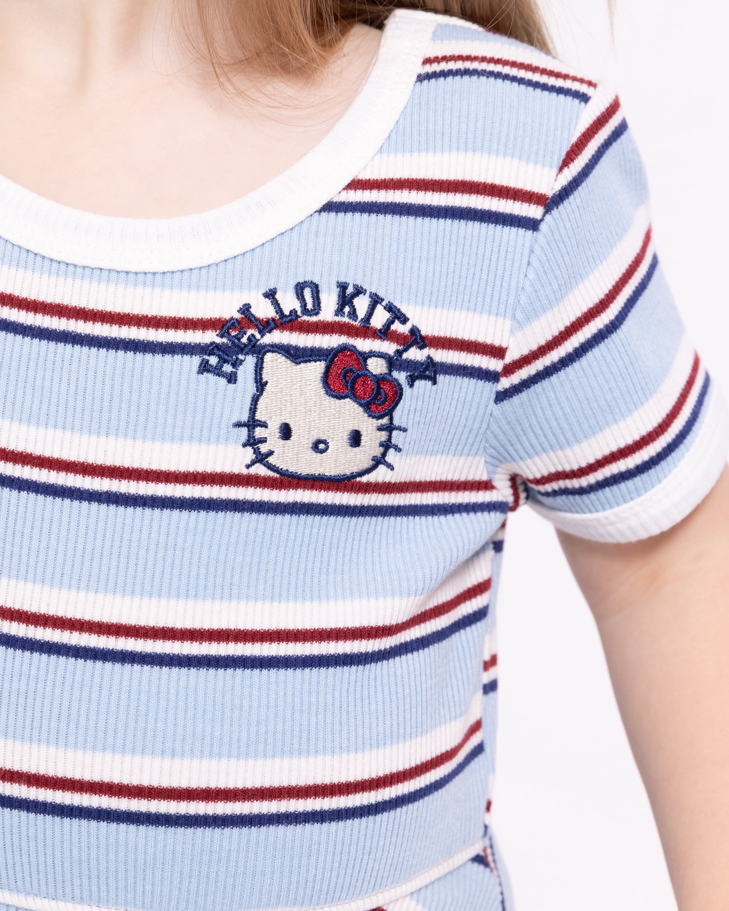 Hello Kitty Toddler Girls Short Sleeve Graphic Striped Skater Dress, Sizes 12M-5T