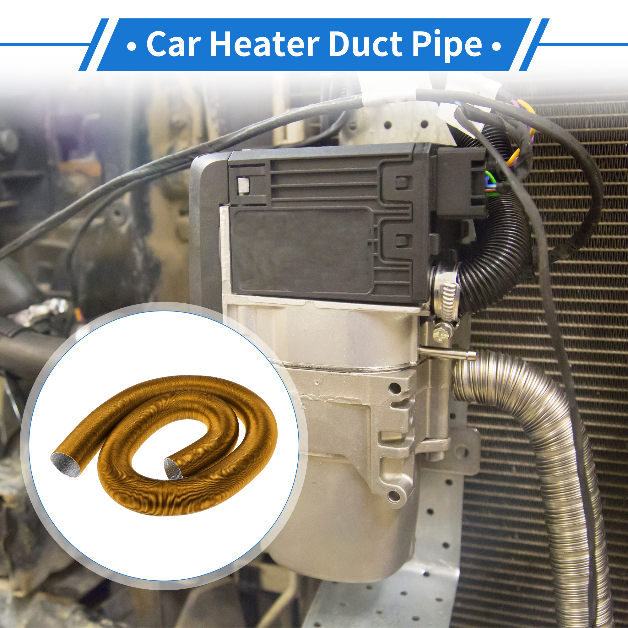 Unique Bargains 60mm Dia 300cm Car Heater Duct Pipe   Aluminum Foil Warm Air Ducting Hose for Diesel Heater Gold Tone