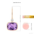 thumbnail image 2 of ANGARA Natural Cushion 4 ct Amethyst & Diamond Leverback Dangle Earrings in 14K Rose Gold for Women (Size-9x7mm) | February Birthstone, Anniversary, Jewelry Gift for Women | Natural Amethyst Earrings, 2 of 8