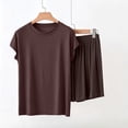 thumbnail image 5 of Njagoc3 Women's V Neck Lounge Set Short Sleeve Top with Contrast Piping and Shorts 2 Piece Summer Sleepwear, 5 of 6