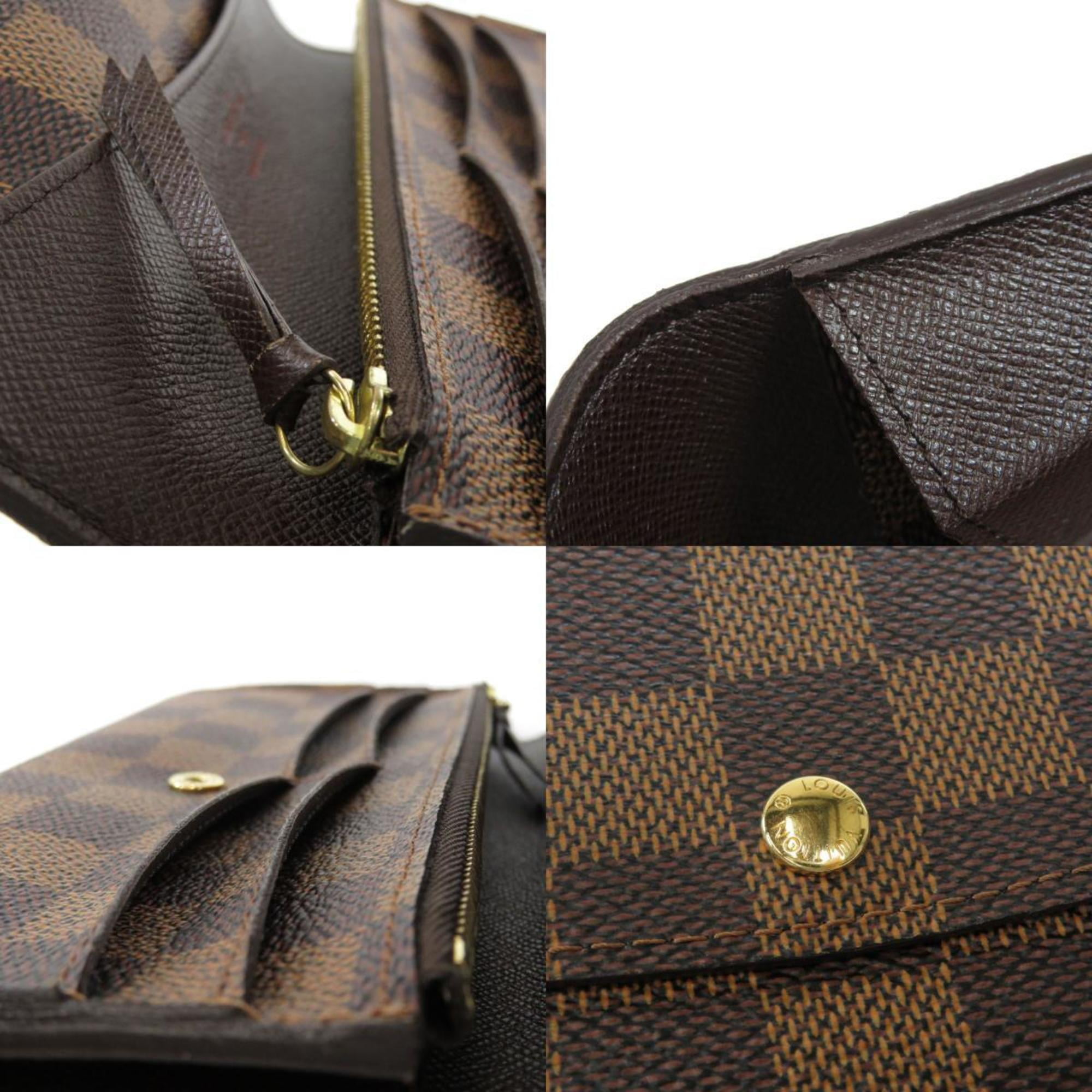 Authenticated Used Louis Vuitton N63019 Portofeuil Emily Damier Ebene Long  Wallet Canvas Ladies 