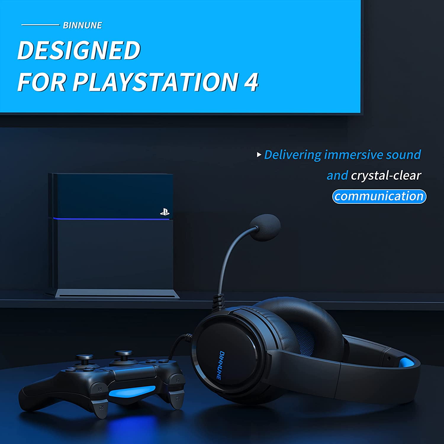 Gaming Headset with Mic for PS4 PS5 Xbox Series X|S Xbox One PC