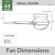 Hunter 44 inch Indoor Ceiling Fan No Light - White Modern Ceiling Fan without Light, 3 Blades, Low Profile Mount, For Bedroom, Living Room, or Kitchen, Wall Control - Presto 52402, Matte White