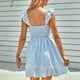 thumbnail image 5 of Vestido midi de verano con hombros descubiertos, a rayas, cintura alta, con volantes divididos, vestidos largos de playa fluidos, 5 of 6