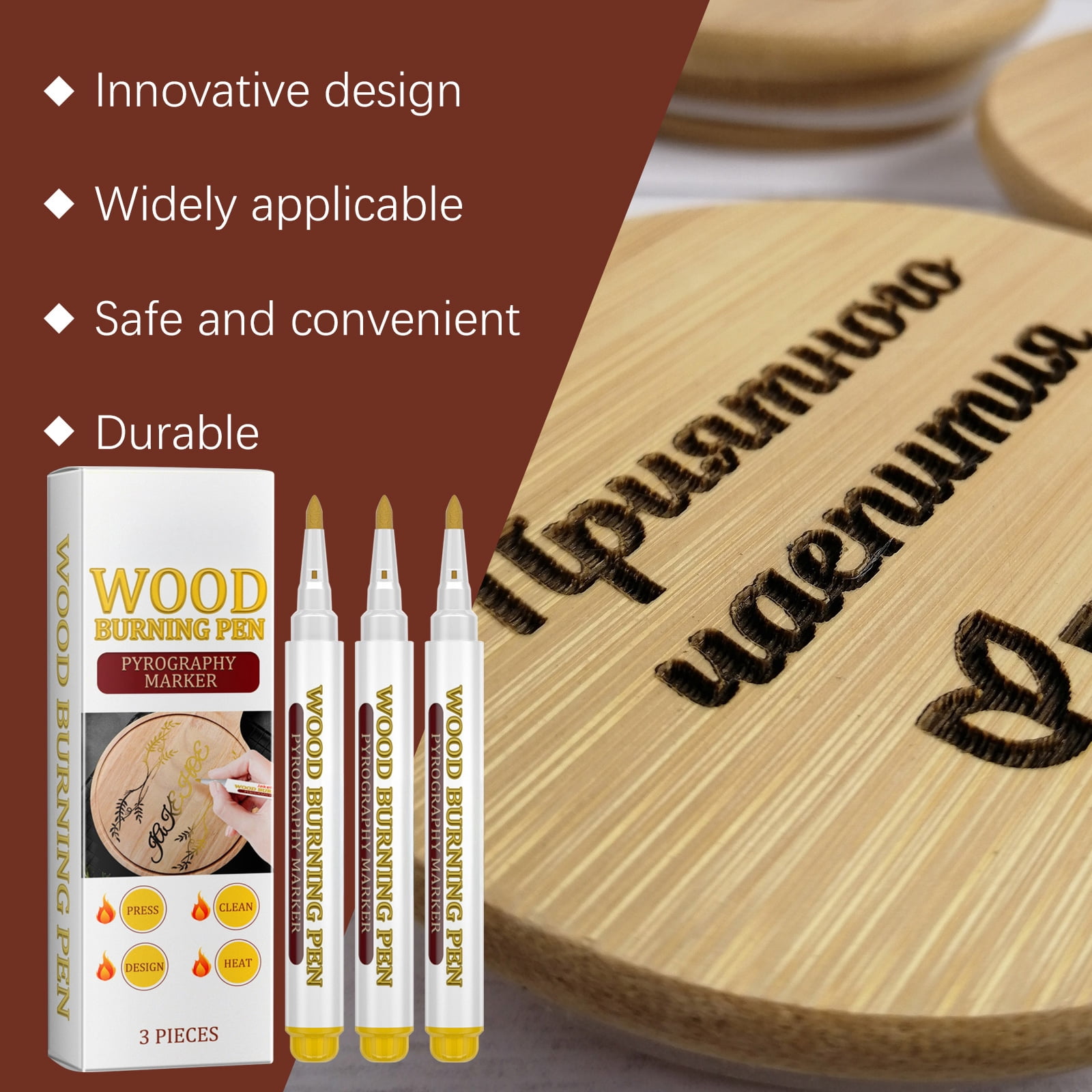 Alvantor Wood Burning Pen Pyrography Marker for Creative Wood Art, DIY Projects, 3PCS