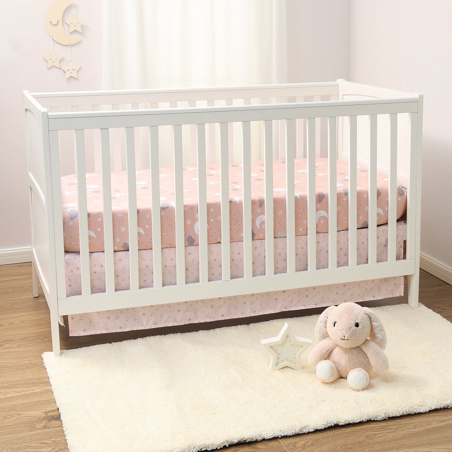 The Peanutshell Crib Bedding Set for Baby Girls, New Moon, 3 Piece