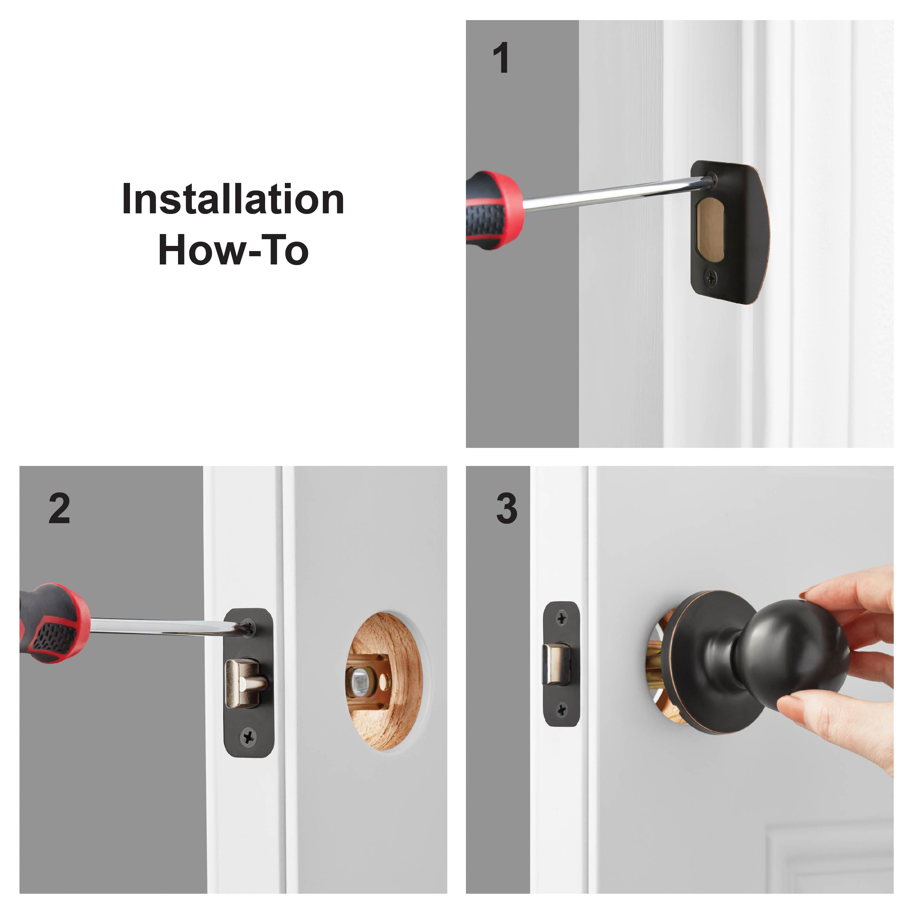 (2 pack) Hyper Tough Interior Non-Locking Ball Passage Hall & Closet Doorknob Oil Rubbed Bronze Finish