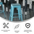 thumbnail image 6 of BizChair Set of 4 Commercial Grade 30" High Backless Teal Metal Indoor Bar Height Stools with Teal-Blue All-Weather Poly Resin Seats, 6 of 13