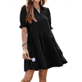 thumbnail image 3 of Women'S Pleated Mid Sleeve Dress Black XL, 3 of 7