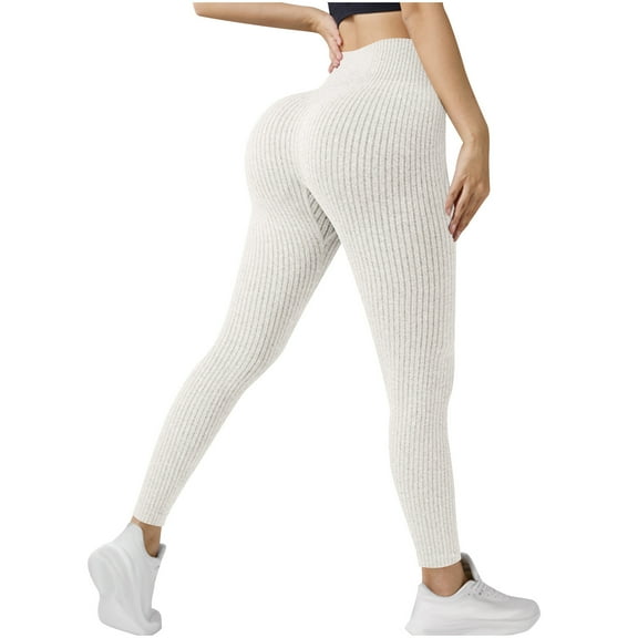 Simua Seamless Leggings for Women High Waist Yoga Pants Scrunch Butt Lifting Ribbed Solid Color Elastic Tights