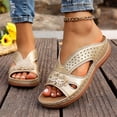 thumbnail image 4 of Women's Sandals,Womans Sandals,Womens Wedge Sandals,Comfortable Sandals for Women,Wide Sandals for Women,Women's Fashion Plus-Size Retro Floral Open-Toe Sandals,Gold,6, 4 of 9