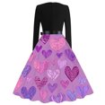 thumbnail image 3 of Fgvctg Womens Valentine's Day Dresses for Wedding Guest Love Heart Print Vintage Cocktail Dress Sweet Crewneck 1950s Dresses Long Sleeve Dressy Sweet Date-Night Outfit Light Purple 5XL, 3 of 4